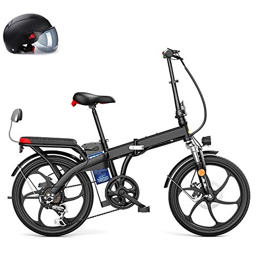 Bicicletas eléctrica : 250W Bicicleta Eléctrica Plegable, 48V Montaña Nieve E-Bike Ciclismo De Carretera, Neumático Gordo De 20 Pulgadas, 7 Velocidad Variable, Negro
