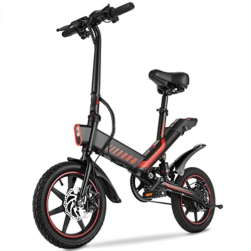 Bicicletas eléctrica : 250W Bicicleta Eléctrica Plegable para Adultos Batería Integrada Litio 36V 6Ah, 14'' E-Bike Pedal Assist, Carga Completa 3-4 h, Velocidad máxima 25 km / h (Rango Máximo: 50-60KM) (Negro)