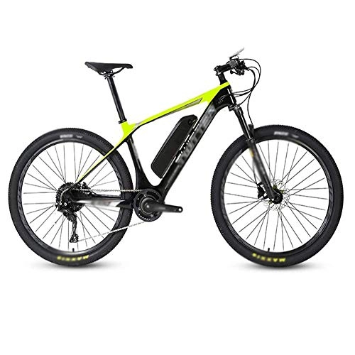 Bicicletas eléctrica : 26 Pulgada Fibra Carbon Bicicleta Eléctrica, Pantalla Digital LCD Bike 36V13A Batería Litio MontañaBicicletas, Amarillo