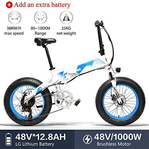Bicicletas eléctrica : AFF Bicicleta eléctrica de 20 x 4.0 Pulgadas de neumáticos gordos Bicicleta de montaña Plegable con Instrumento de Pantalla LCD HD para Bicicleta de montaña Bicicleta de Nieve