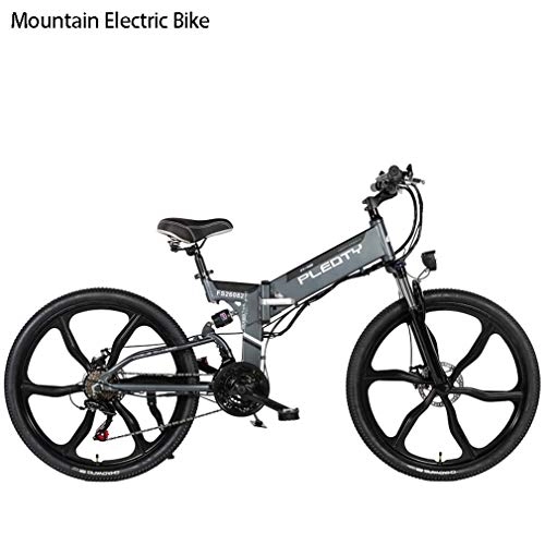 Bicicletas eléctrica : AISHFP Plegable de montaña Adultos Bicicleta elctrica, batera de Litio de 48V 12.8AH, 614W aleacin de Aluminio de 21 Velocidad de la Bicicleta, 26 Pulgadas, A