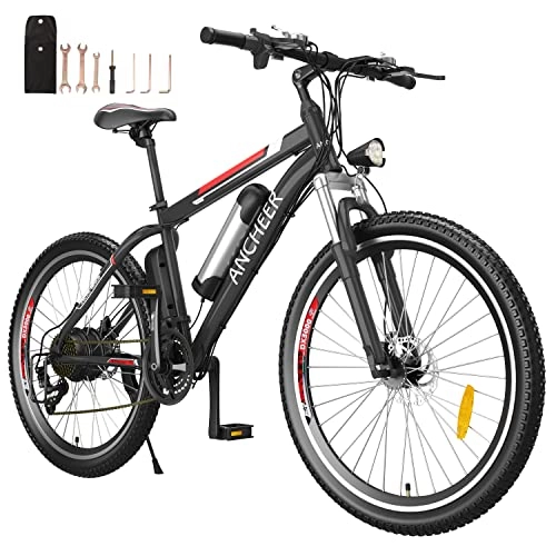 Bicicletas eléctrica : ANCHEER Bicicleta eléctrica de 26 pulgadas con batería extraíble de 10 AH, bicicleta eléctrica de 6 velocidades para adultos (clásico)