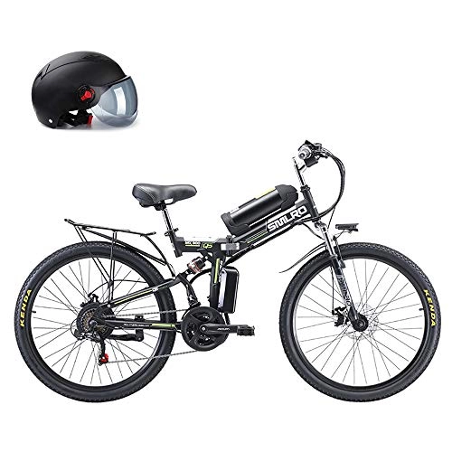 Bicicletas eléctrica : Asistida Bicicleta Plegable De 26" De Acero Al Carbono De 350W Motor Horcajadas Fácil Compacta Batería De Litio Extraíble 48V 8AH De Montaña Bicicleta Plegable Eléctrica, Negro