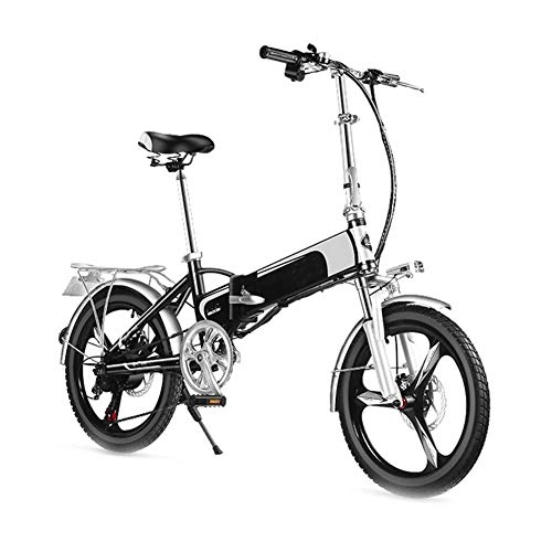Bicicletas eléctrica : AYHa Adulto Mini bicicleta eléctrica, Frenos de disco doble 20 '' plegable bicicleta eléctrica con control remoto de alarma inteligente del viajero urbano E-Bici batería extraíble, Negro, 10AH