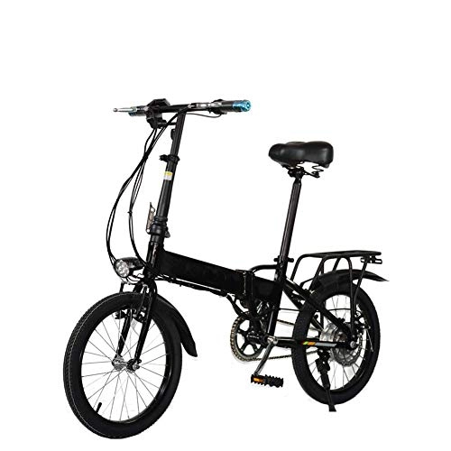 Bicicletas eléctrica : AYHa Adultos bicicleta plegable eléctrica, 300W 18 pulgadas conmuta Ebike con el sistema de control remoto y el asiento trasero 48V batería extraíble trasera del freno de disco Unisex, Negro, 7AH