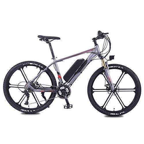 Bicicletas eléctrica : AYHa Eléctrica bicicleta de montaña, 350W 26" adultos urbanos e-bike batería extraíble de litio 27 Frenos velocidad Doble Disco marco de aleación de aluminio unisex, Gris, 13Ah