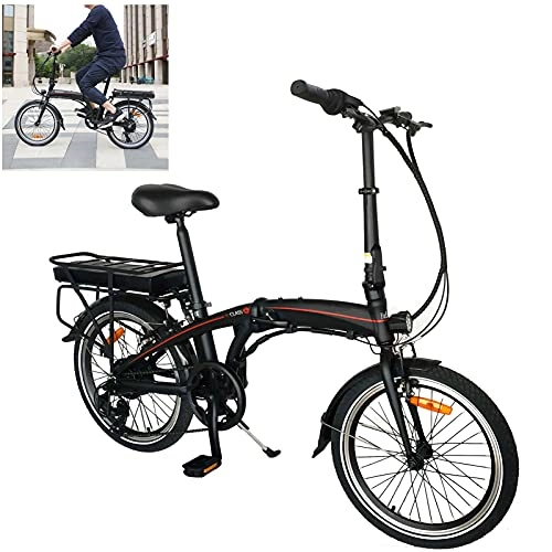 Bicicletas eléctrica : Bici electrica 20 Pulgadas Engranajes de 7 velocidades 250W Cuadro Plegable de aleación de Aluminio Adultos Unisex E-Bike For Commuter