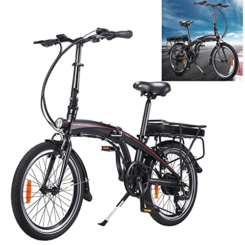 Bicicletas eléctrica : Bici electrica 20 Pulgadas Engranajes de 7 velocidades Batería de 50 a 55 km de autonomía ultralarga Cuadro Plegable de aleación de Aluminio Bicicleta Eléctrica E-Bike For Commuter
