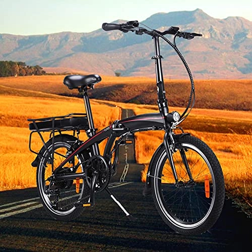 Bicicletas eléctrica : Bici electrica Plegable 20 Pulgadas Engranajes de 7 velocidades 250W Batería extraíble de Iones de Litio de 10 Ah Adultos Unisex Compañero Fiable para el día a día