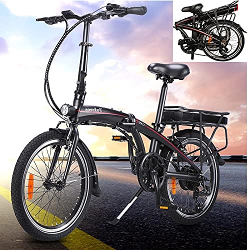 Bicicletas eléctrica : Bici Electricas Adulto con Ruedas de 20', Negro con Asistencia de Pedal con batera de 10Ah 25 km / h, hasta 45-55 km Bicicletas De montaña para Hombres / Adultos
