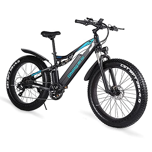 Bicicletas eléctrica : Bici eléctrica de Sheng Milo 1000W26 Pulgadas, Amortiguador Gordo del Doble del neumático de la batería extraíble 4.0 48V * 17Ah