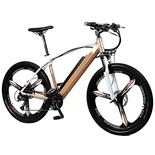 Bicicletas eléctrica : Bicicleta De Coche Elctrico, Batera De Litio De 48 V Coche Hombre Y Mujer Bicicleta De Montaa Aleacin De Aluminio Monociclo Batera De Energa Velocidad del Coche 90 Km Gold