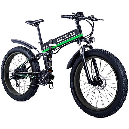 Bicicletas eléctrica : Bicicleta de Montaa Elctrica de 26 Pulgadas E-Bike Sistema de Transmisin de 21 Velocidades Bicicleta de Neumtico Gordo