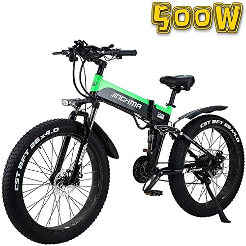 Bicicletas eléctrica : Bicicleta de montaña eléctrica Bicicleta eléctrica de 26 pulgadas con neumático grueso plegable, Bicicleta de nieve 48V500W / Neumático de grasa 4.0, Batería de litio 13AH, Bicicleta de cola blanda pa