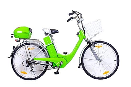 Bicicletas eléctrica : Bicicleta Elctrica 250W Motor 26" Ruedas City E-Bike Hybrid Road Ebike, verde