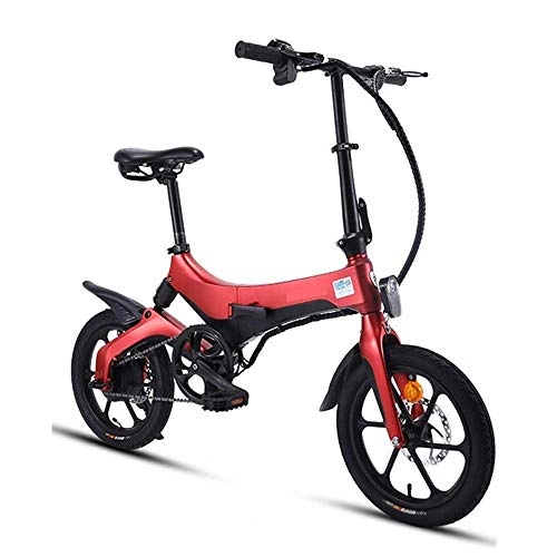 Bicicletas eléctrica : Bicicleta Elctrica Coche elctrico plegable Bicicleta for adultos Batera de viaje pequea Coche Mini generacin Bicicleta de conduccin Batera de litio porttil Desmontable 36V ( Color : Red )