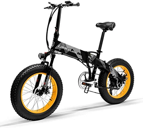 Bicicletas eléctrica : Bicicleta Elctrica de Montaa Plegable 500W / 1000W con Ruedas Anchas 20 x 4 Pulgadas Removible Bateria de Litio 48V 10, 4AH Aluminio Bicicleta de Playa Nieve Todo Terreno para Adultos [EU Stock
