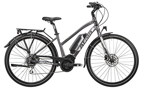 Bicicletas eléctrica : Bicicleta elctrica de senderismo e-tkk con pedalada assistita Atala b-tour, para mujer, tamao S (44cm) (160cm170cm), 8velocidades, color grisnegro mate, Kit elctrico Bosch