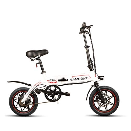 Bicicletas eléctrica : Bicicleta Elctrica Plegable - E-Bike Urban 36v Motor Unisex para Adultos y Jvenes Tamao 14 '' Velocidad 30km / h (Blanco)