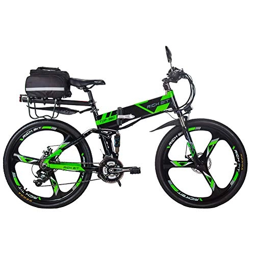 Bicicletas eléctrica : Bicicleta elctrica Plegable Rich bit 36V Bicicleta de montaña Bicicleta elctrica 26 Pulgadas con LCD Inteligente / 21 velocidades, batera de 12.8Ah ebike plegableTB para Hombres / Adultos