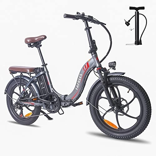 Bicicletas eléctrica : Bicicleta electrica Plegable Fafrees F20 Pro, 250W 18Ah Bicicleta eléctrica de Ciudad, 7 velocidades, Luz Trasera, Gris
