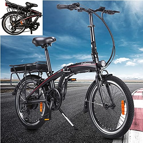 Bicicletas eléctrica : Bicicleta Electrica Plegable Urbana Negro, Marco de Aluminio Frenos de Disco 3 Modos de Arranque Bicicleta Eléctricas para Adultos / Hombres / Mujeres.