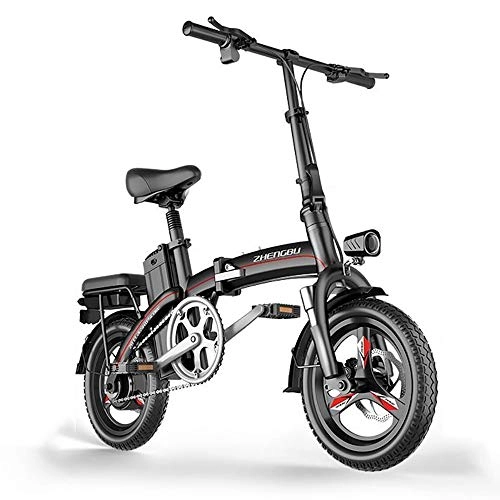 Bicicletas eléctrica : Bicicleta Electrica Plegables, 400W Motor Bicicleta Plegable 25 Km / h Bici Electricas Adulto con Ruedas De 14", Batería 48V 28Ah con Pedales