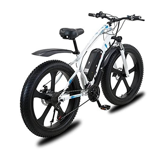 Bicicletas eléctrica : Bicicleta Eléctrica, 26 " Bicicleta de montaña eléctrica para adultos, E-bike con motor de 21 velocidades y 1000 W, Batería de litio extraíble de 48 V 13 Ah, Frenos de doble disco Commute Ebike, Blanco
