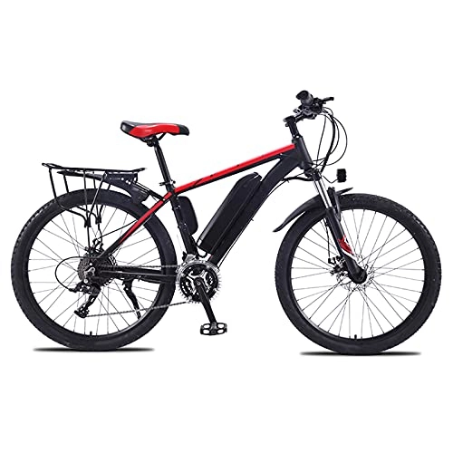 Bicicletas eléctrica : Bicicleta Eléctrica, 26" Bicicleta de montaña eléctrica todo terreno para adultos, Tres modos de trabajo, Batería de litio extraíble, E-bike con rueda de radios de 27 velocidades, Black red, 36V 10AH