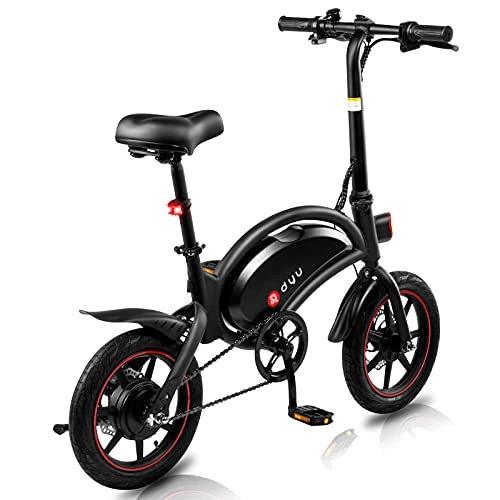 Bicicletas eléctrica : Bicicleta Eléctrica Adultos Motor de 350w, Iluminación LED, Batería de Alta Capacidad de 10Ah, Neumáticos de 14 Pulgadas, 3 Modos de Trabajo, Amortiguador Central, Larga Distancia de 60 km