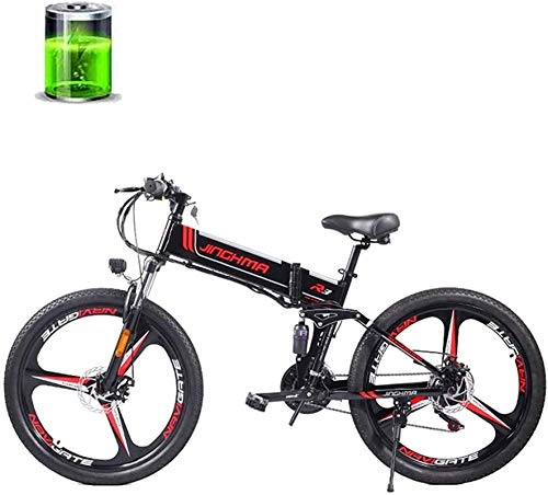 Bicicletas eléctrica : Bicicleta Eléctrica Bicicleta eléctrica de 26 pulgadas, motor 48V350W, batería de litio 12.8Ah, frenos de disco dual / bicicleta de cola suave de suspensión completa, faros de 21 velocidades / led, ad