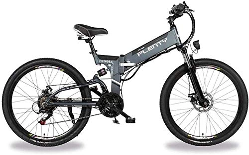 Bicicletas eléctrica : Bicicleta Eléctrica Bicicletas eléctricas plegables adultas de aluminio 26 pulgadas Ebike 48V 350W 10AAh Batería de litio Dual de la batería de litio Frena tres modos de montaje con la batería de liti