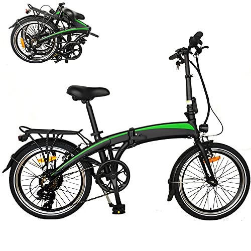 Bicicletas eléctrica : Bicicleta eléctrica Cuadro de aleación de Aluminio Plegable 20 Pulgadas 250W 7 velocidades Autonomía de 35km-40km