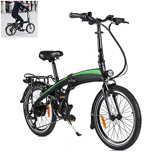 Bicicletas eléctrica : Bicicleta eléctrica Cuadro de aleación de Aluminio Plegable 20 Pulgadas 250W 7 velocidades Batería de Iones de Litio Oculta 7.5AH extraíble