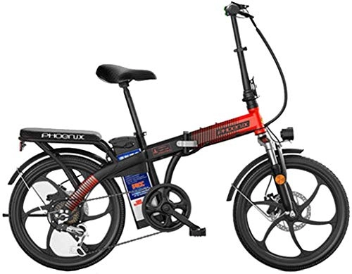 Bicicletas eléctrica : Bicicleta eléctrica de 20 pulgadas para adultos, bicicleta eléctrica de conmutación con batería extraíble de 48 V, motor de 250 W, instrumento digital LCD, bicicleta eléctrica plegable (Color: Rojo, T