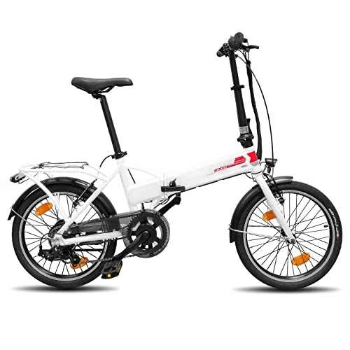 Bicicletas eléctrica : Bicicleta eléctrica de 20 Pulgadas, Plegable, con Motor de 250 W, batería de Litio de 36 V, Rueda con Cambio Shimano de 7 velocidades, Ligero de Aluminio con luz para Hombre y Mujer