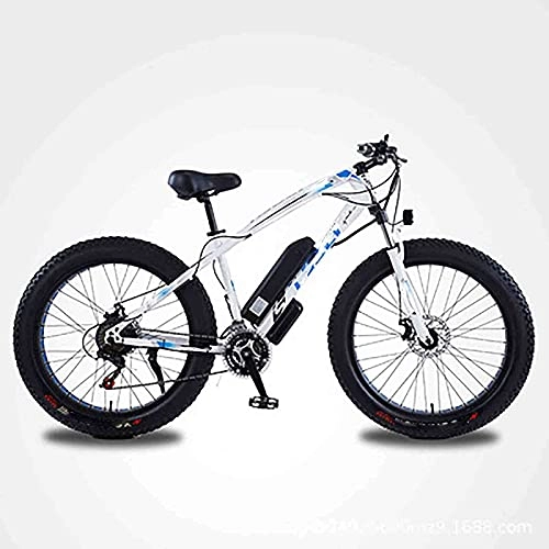 Bicicletas eléctrica : Bicicleta eléctrica de 26"Bicicleta de neumático Grueso 350W 36V / 8AH Batería Ciclomotor Nieve Playa Bicicleta de montaña Acelerador y Asistencia de Pedal (Color: Blanco, Tamaño: 13AH)