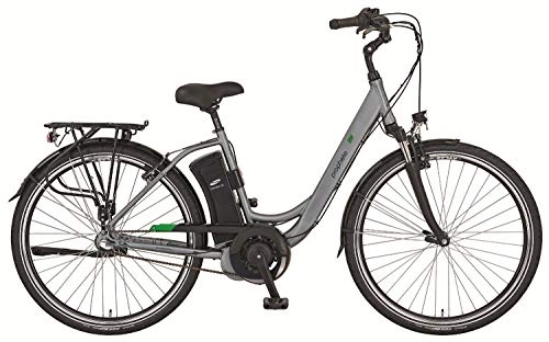 Bicicletas eléctrica : Bicicleta eléctrica de 28 pulgadas para mujer City E Bike Prophete 36 V 11 Ah Pedelec Motor central freno de contrapedal Samsung plata mate RH 49 cm