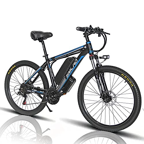 Bicicletas eléctrica : Bicicleta Eléctrica de Montaña, 26 Pulgadas, 1000 W, con Batería de Litio Extraíble de 48 V y 13 Ah y Shimano de 21 Velocidades [EU Warehouse], Blue