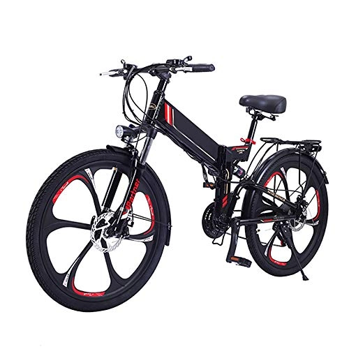 Bicicletas eléctrica : Bicicleta Eléctrica De Montaña Bicicleta Eléctrica De 26 Pulgadas Plegable con Batería De Litio Extraíble (48V 300W) 21 Velocidades De Suspensión Completa Premium Y Equipo Shimano