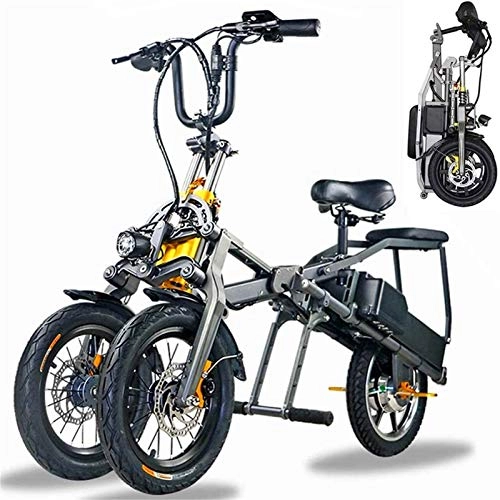 Bicicletas eléctrica : Bicicleta eléctrica de nieve, 3 ruedas plegable bicicleta eléctrica for los adultos, 350W extraíble batería de litio de 48V motor de desplazamiento bicicleta eléctrica Electric City de bicicletas / Co
