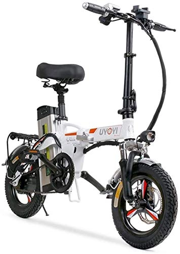 Bicicletas eléctrica : Bicicleta eléctrica de nieve, Bicicleta eléctrica plegable para adultos, 14 "Aleación liviana Ciudad plegable Ciudad de Bicicleta eléctrica ebike con motor de 400W, frenos de disco dual, bicicleta eco