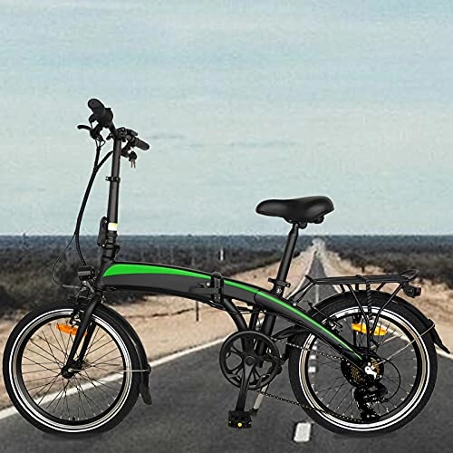 Bicicletas eléctrica : Bicicleta eléctrica Marco Plegable 20 Pulgadas 3 Modos de conducción 7 velocidades Batería de Iones de Litio Oculta de 7, 5AH