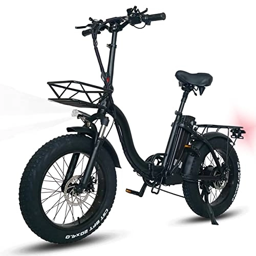 Bicicletas eléctrica : Bicicleta Eléctrica Plegable 20"* 4", E-Bike con Batería Extraíble 48 V / 15Ah 90KM, 85N.m, Bici eléctricas de Off-Road Fat, 7 Velocidades, Bicicleta Eléctrica de Entrada Baja, con Bolsa (Y20)
