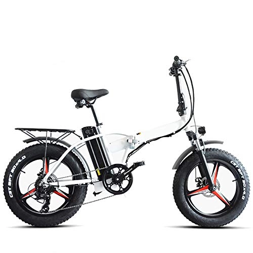 Bicicletas eléctrica : Bicicleta eléctrica plegable, bicicleta eléctrica para adultos 500W * 48V * 15Ah 7 velocidades con pantalla LCD Frenos de doble disco para deportes Ciclismo al aire libre Viajes de viaje, Blanco