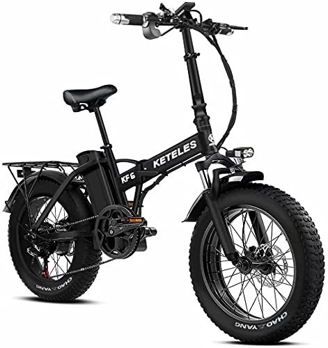 Bicicletas eléctrica : Bicicleta eléctrica Plegable con neumáticos Gruesos, batería extraíble de 48 V 18 Ah, 20 × 4, 0 Pulgadas, duración de la batería Auxiliar de hasta 65-85 km, Adecuada para Adultos