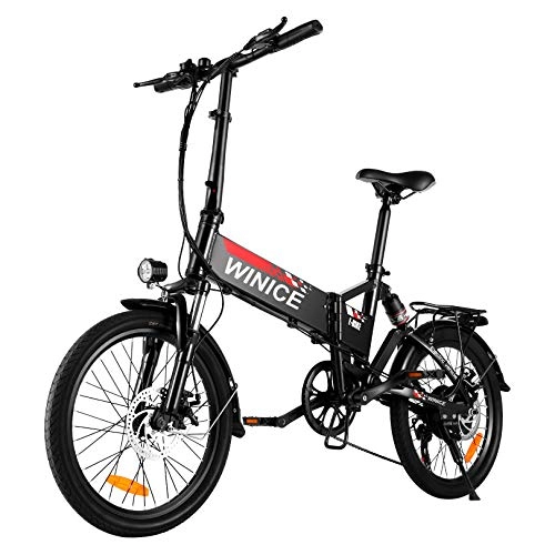 Bicicletas eléctrica : Bicicleta eléctrica Plegable de 20", Bicicletas urbanas eléctricas de 250 W para Adultos, Bicicleta eléctrica con batería extraíble de 36 V 8 Ah, Asiento Ajustable, con Pedales