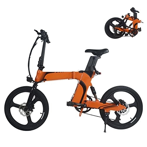 Bicicletas eléctrica : Bicicleta eléctrica Plegable de 20 Pulgadas, 36V, 8AH, absorción de Choque eléctrico, Bicicleta eléctrica Original, Bicicleta MTB, Bicicleta de Ciudad, Bicicleta eléctrica de Viaje (Orange)