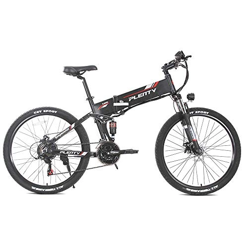 Bicicletas eléctrica : Bicicleta Eléctrica Plegable de 26 Pulgadas 48V 500W, Velocidad Máxima 40KM / H, Bicicleta Eléctrica para Adultos con Pantalla LED + Pedal de Aluminio