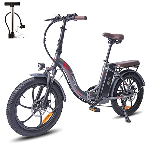 Bicicletas eléctrica : Bicicleta eléctrica plegable Fafrees F20-PRO, Fatbike de 20 "con batería de18AH, bicicleta de ciudad eléctrica para adultos de 250W, kilometraje 170km, gris